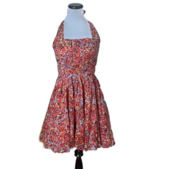 Armani Exchange | Dresses | Armani Exchange Sz Coral Floral Halter Pinup  Mini Dress | Poshmark